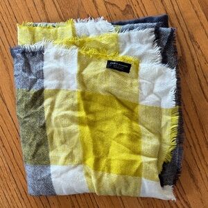 Zara Yellow and Gray Plaid Scarf